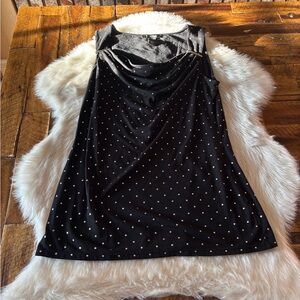 White House Black Market Black Sleeveless Top with White Polka Dots